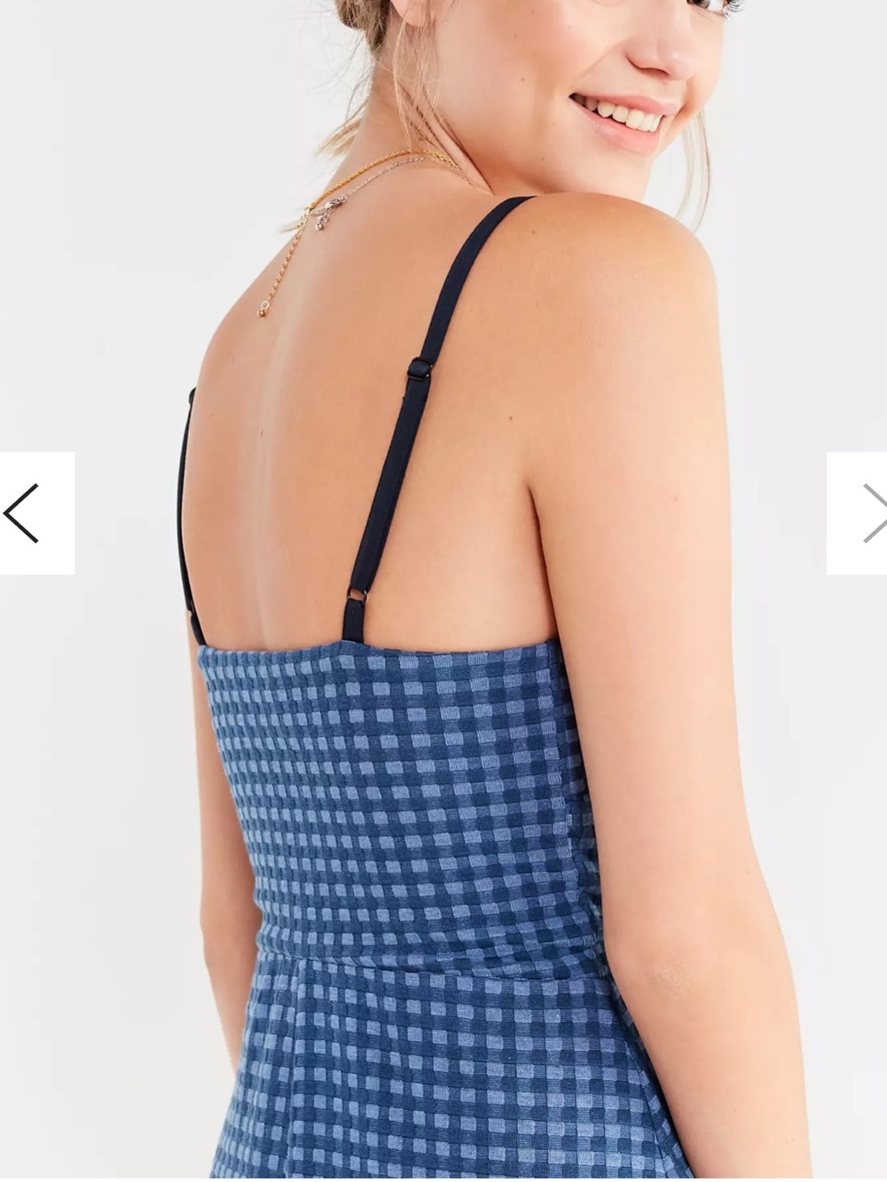 Urban Outfitters Cher Straight Neck Blue Checkered Patterned Mini Dress Size XS - Picture 4 of 9